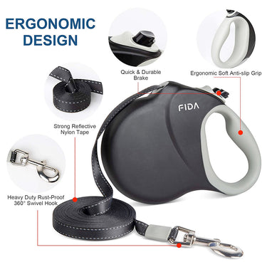 Fida Heavy Duty Retractable Dog leash 26ft (8m) - blue